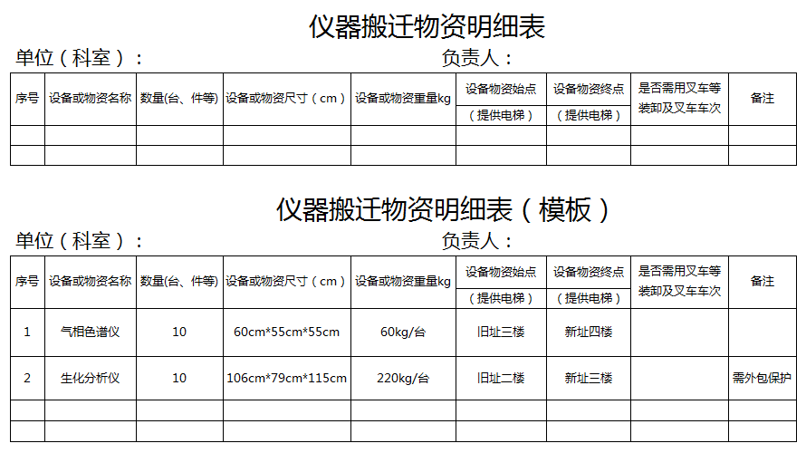 仪器搬迁